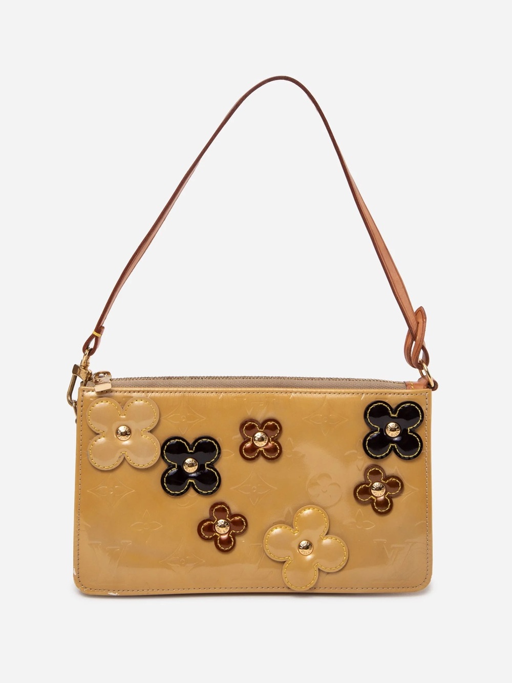 Louis Vuitton 2001 Yellow Monogram Vernis Lexington Fleurs Pochette